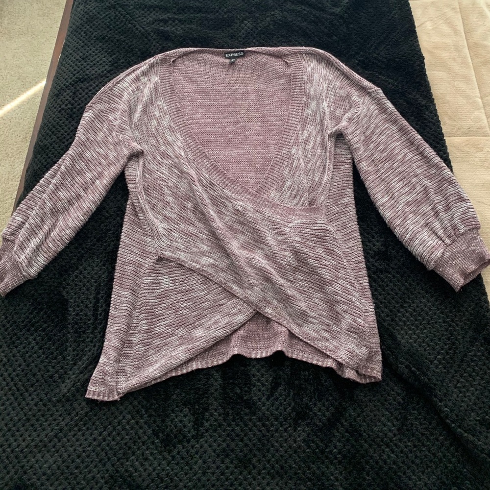 Express light burgundy cross front knit sweater